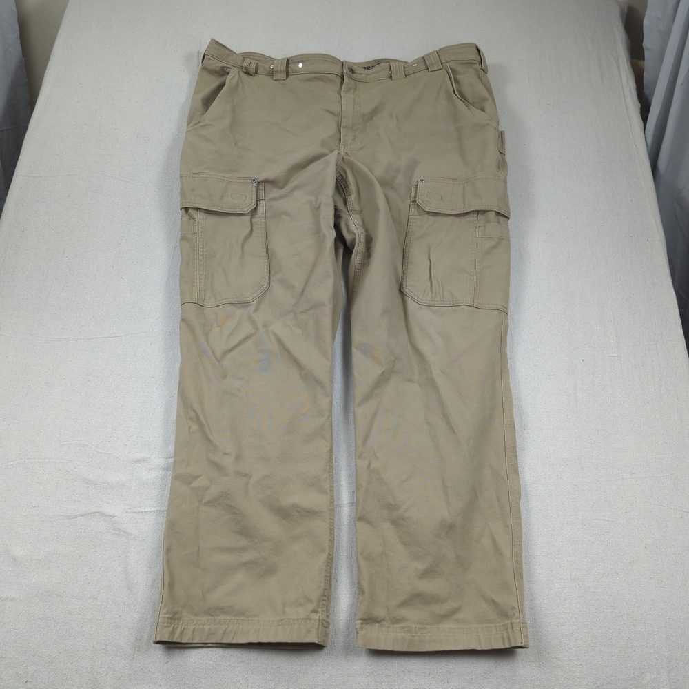 Duluth Trading Pants Mens 46x34 Khaki Flex Fire‎ Hose Cargo Utility Relaxed